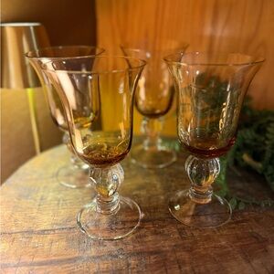 Lenox Water Glasses Colore Siena (Amber) Blown Glass Goblets Set of Four